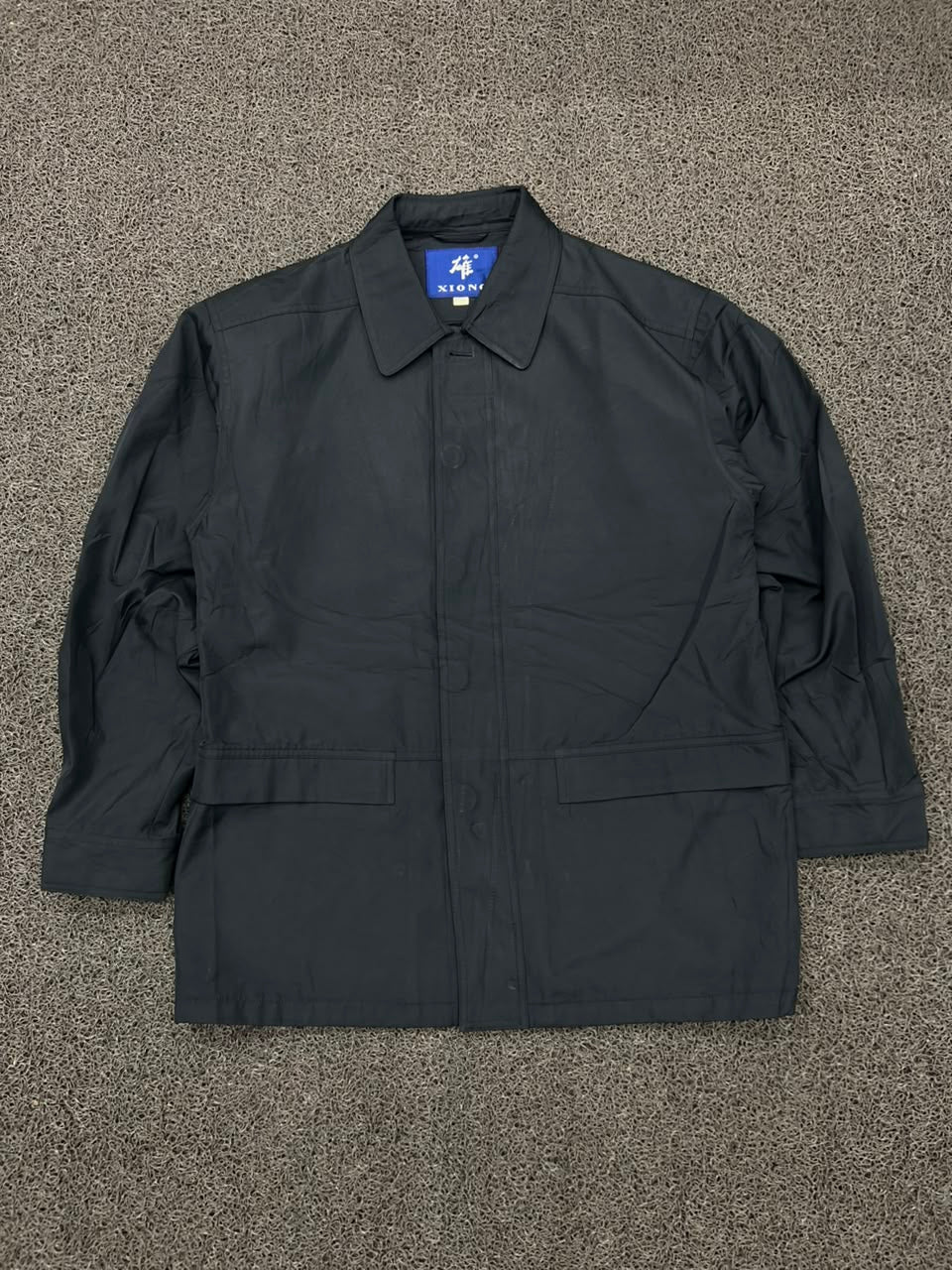 XIONG Vintage Black Utility Coach Jacket – Button-Up Lightweight Outerwear