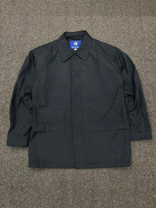 XIONG Vintage Black Utility Coach Jacket – Button-Up Lightweight Outerwear