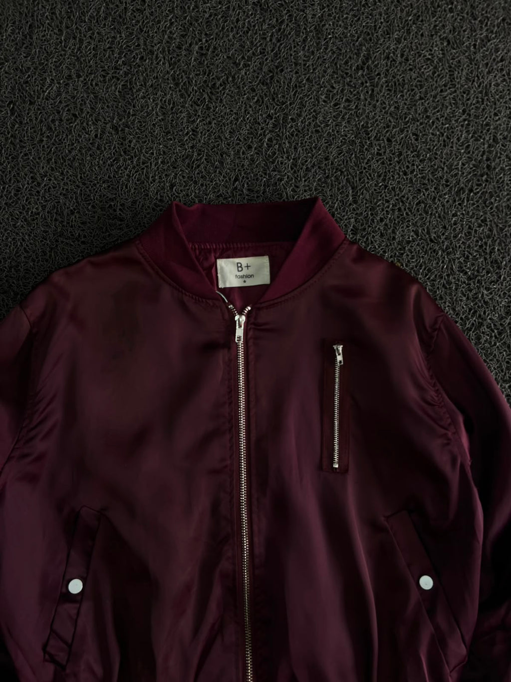 Bomber Jacket with Front Zip & Utility Pocket