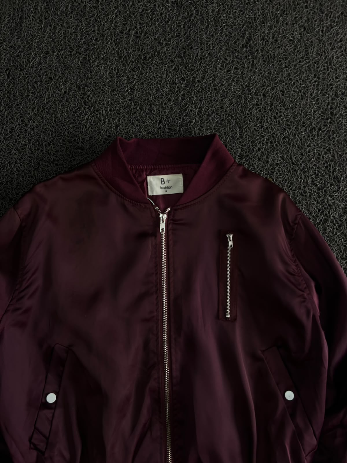 Bomber Jacket with Front Zip & Utility Pocket
