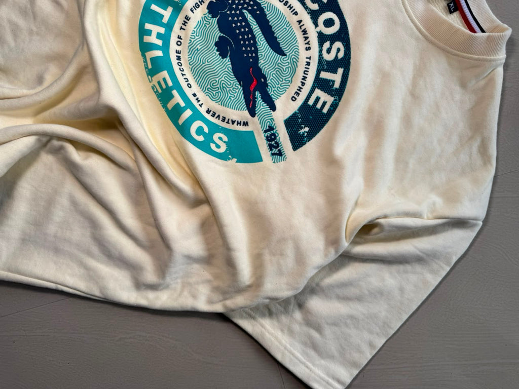 Lacoste Athletics Crocodile Graphic T-Shirt – Off White Premium Cotton Tee