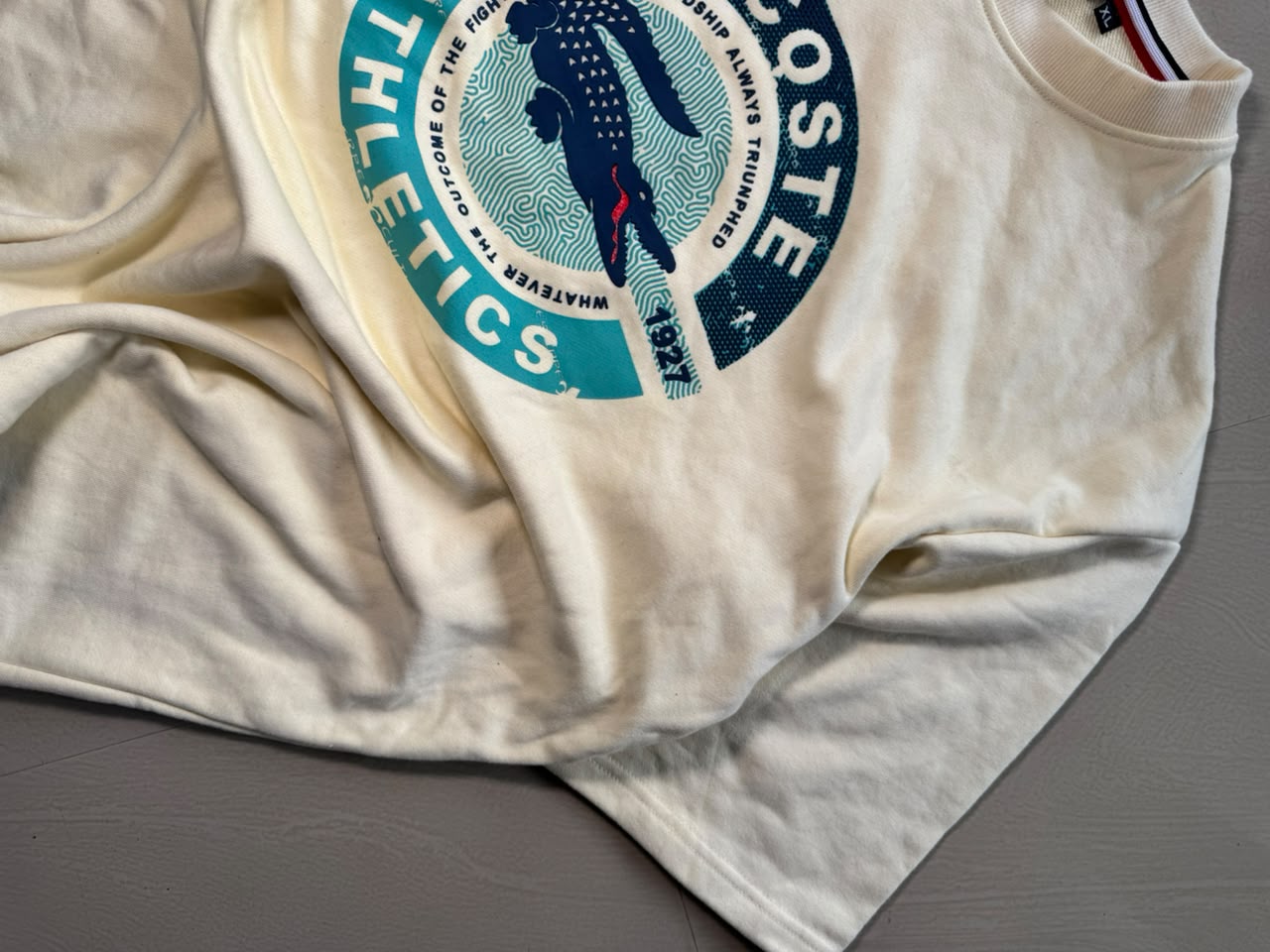 Lacoste Athletics Crocodile Graphic T-Shirt – Off White Premium Cotton Tee