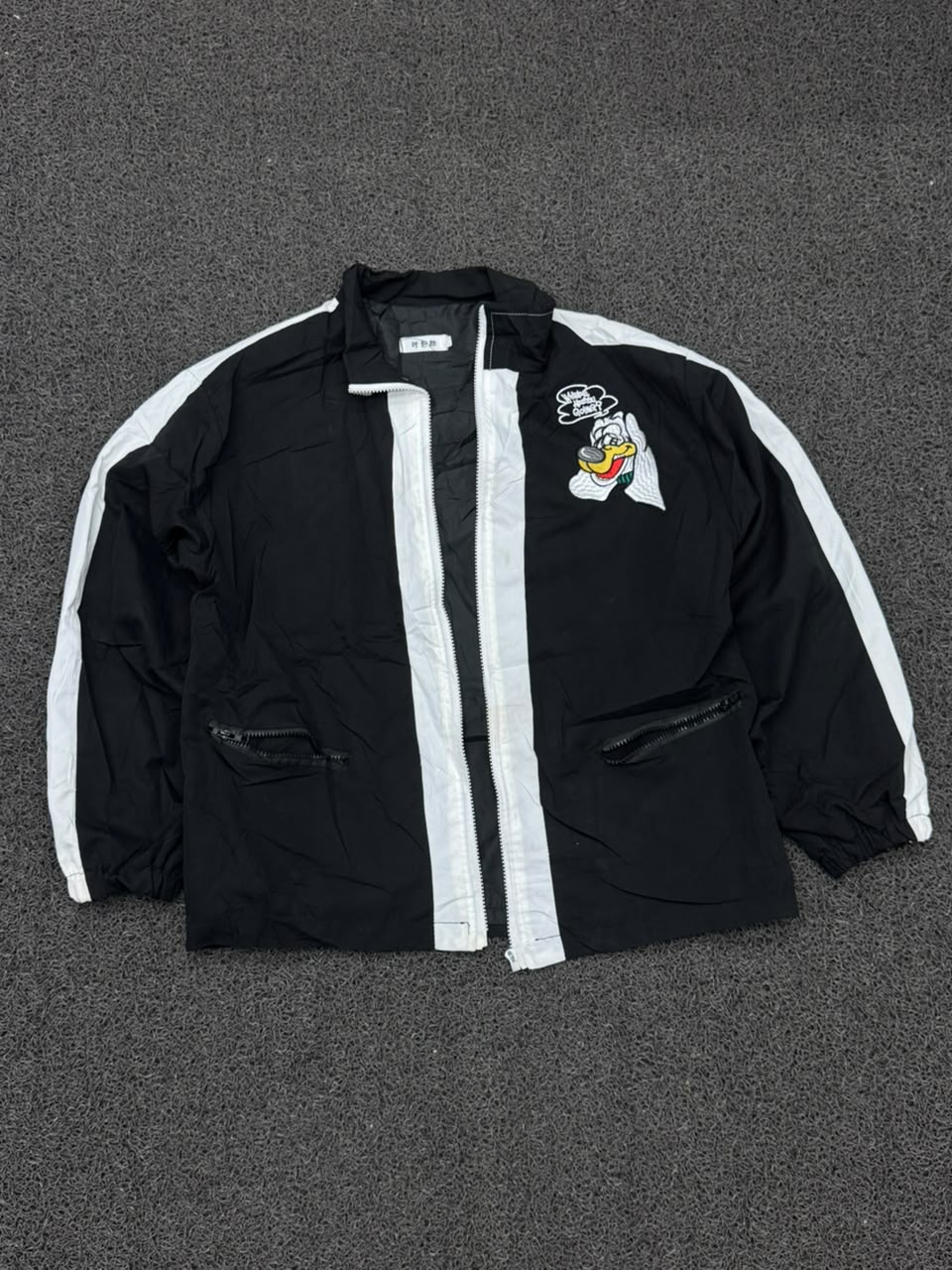 Men's Black & White Cartoon Graphic Windbreaker Jacket – Lightweight Zip-Up Streetwear⚠️ No Zip