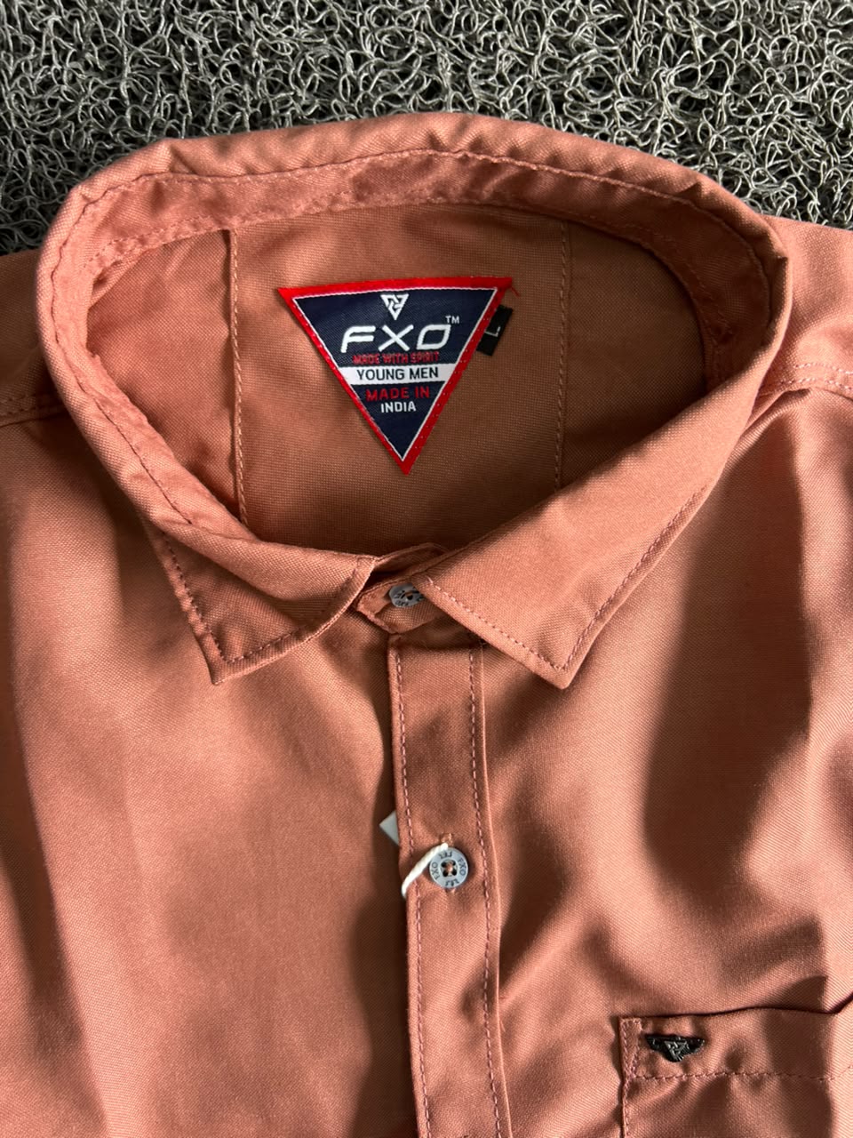 FXD Men's Peach Long Sleeve Button-Up Work Shirt