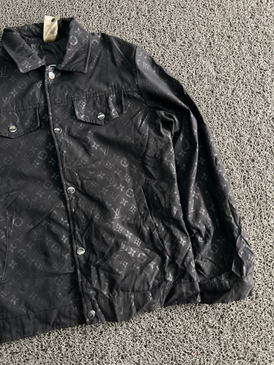 Black Monogram Printed Button-Up Jacket