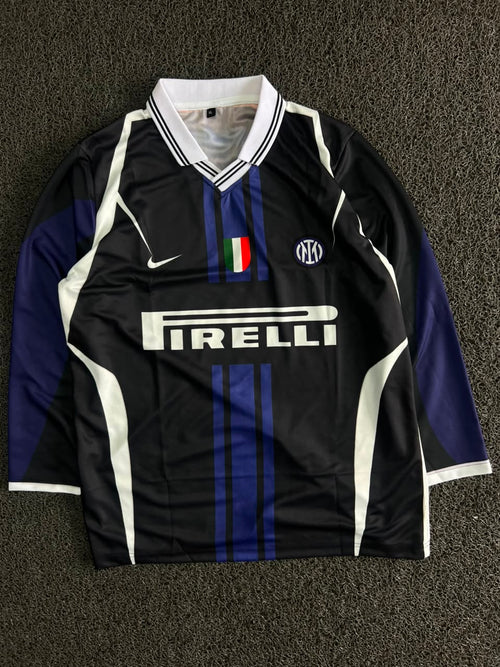 Inter Milan 1998-99 Home Football Jersey – Eto'o #9 | Long Sleeve | Black & Blue | Retro Soccer