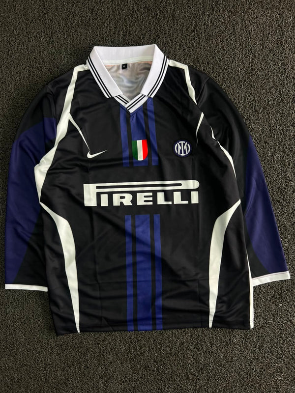 Inter Milan 1998-99 Home Football Jersey – Eto'o #9 | Long Sleeve | Black & Blue | Retro Soccer