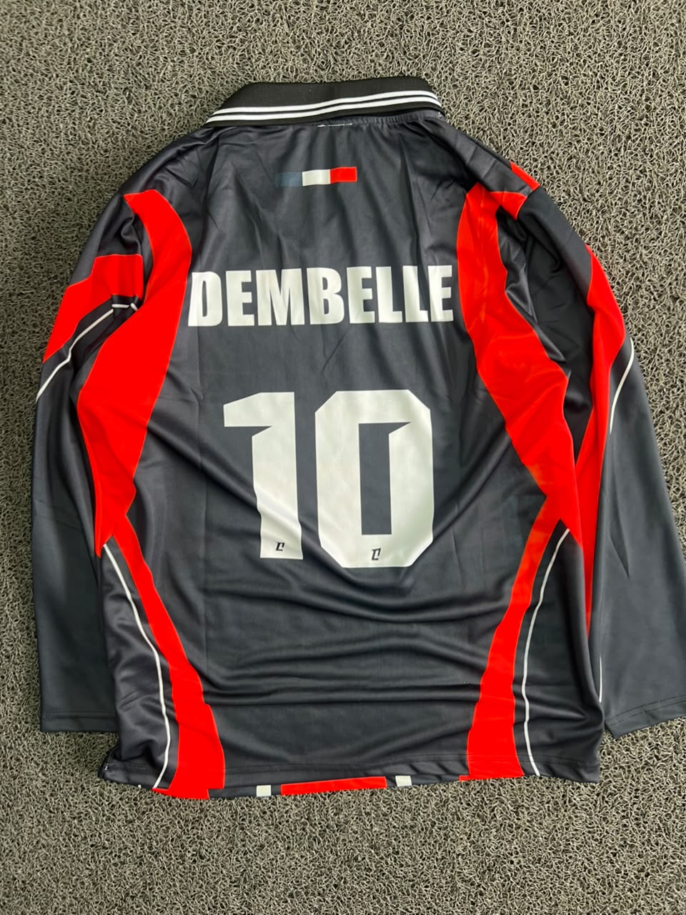 PSG Dembélé #10 Long Sleeve Retro Football Jersey – Black/Red | Eternite Sponsor
