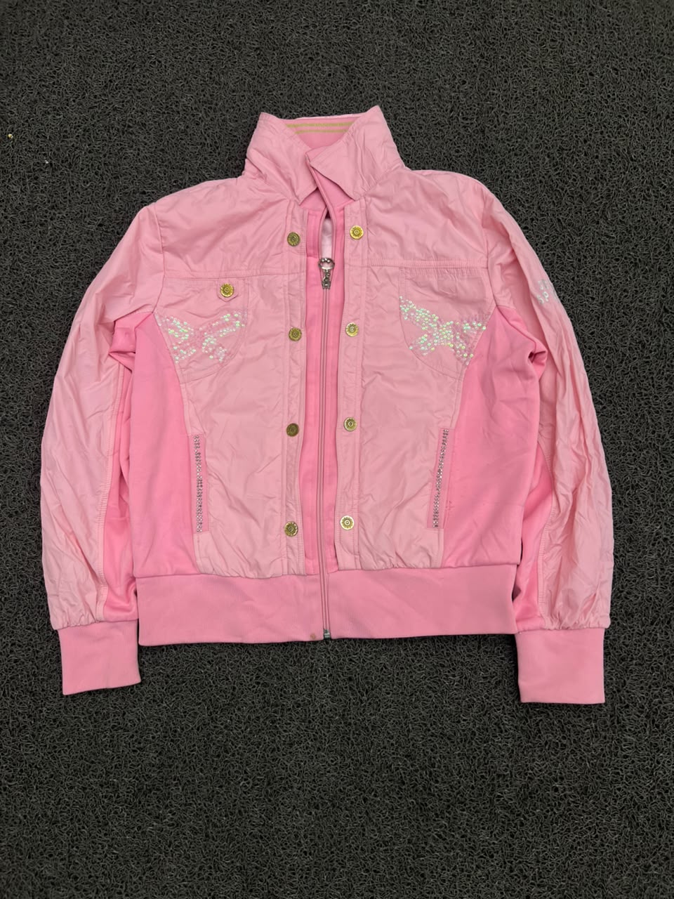 Girls Pink Casual Jacket – Full Zip & Snap Button Design