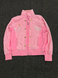 Girls Pink Casual Jacket – Full Zip & Snap Button Design