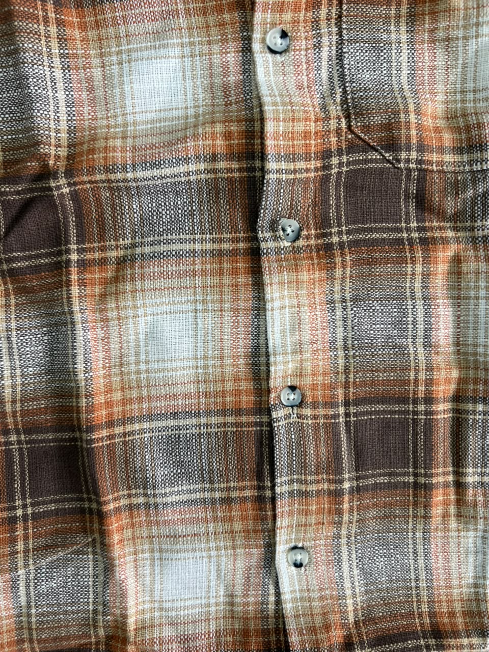 SKINN Colors Smart Fit Brown & Orange Plaid Flannel Shirt