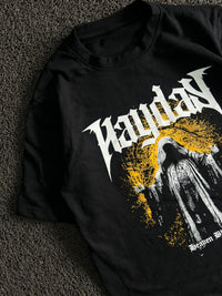 Black “Heaven Blessed” Graphic Print T-Shirt – Gothic Religious Design