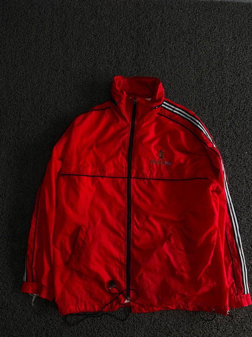 Vintage Red Polo Sport Track Jacket with Contrast Striped Sleeves – Thriftwear