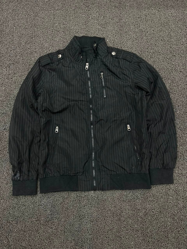 Vintage  Pinstripe Bomber Jacket – Full Zip Casual Streetwear