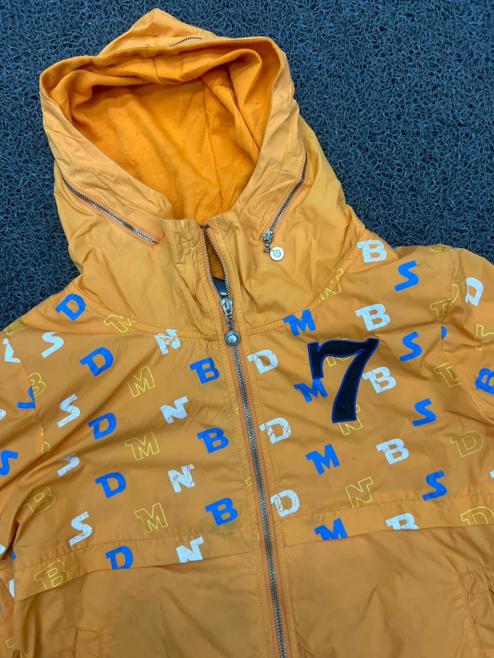 Vintage Yellow Printed Hooded Jacket