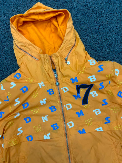 Vintage Yellow Printed Hooded Jacket