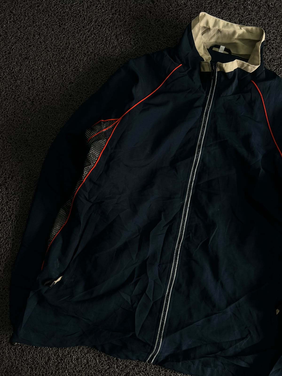 Lightweight Windbreaker Jacket with Contrast Red Piping & Zip Closure
