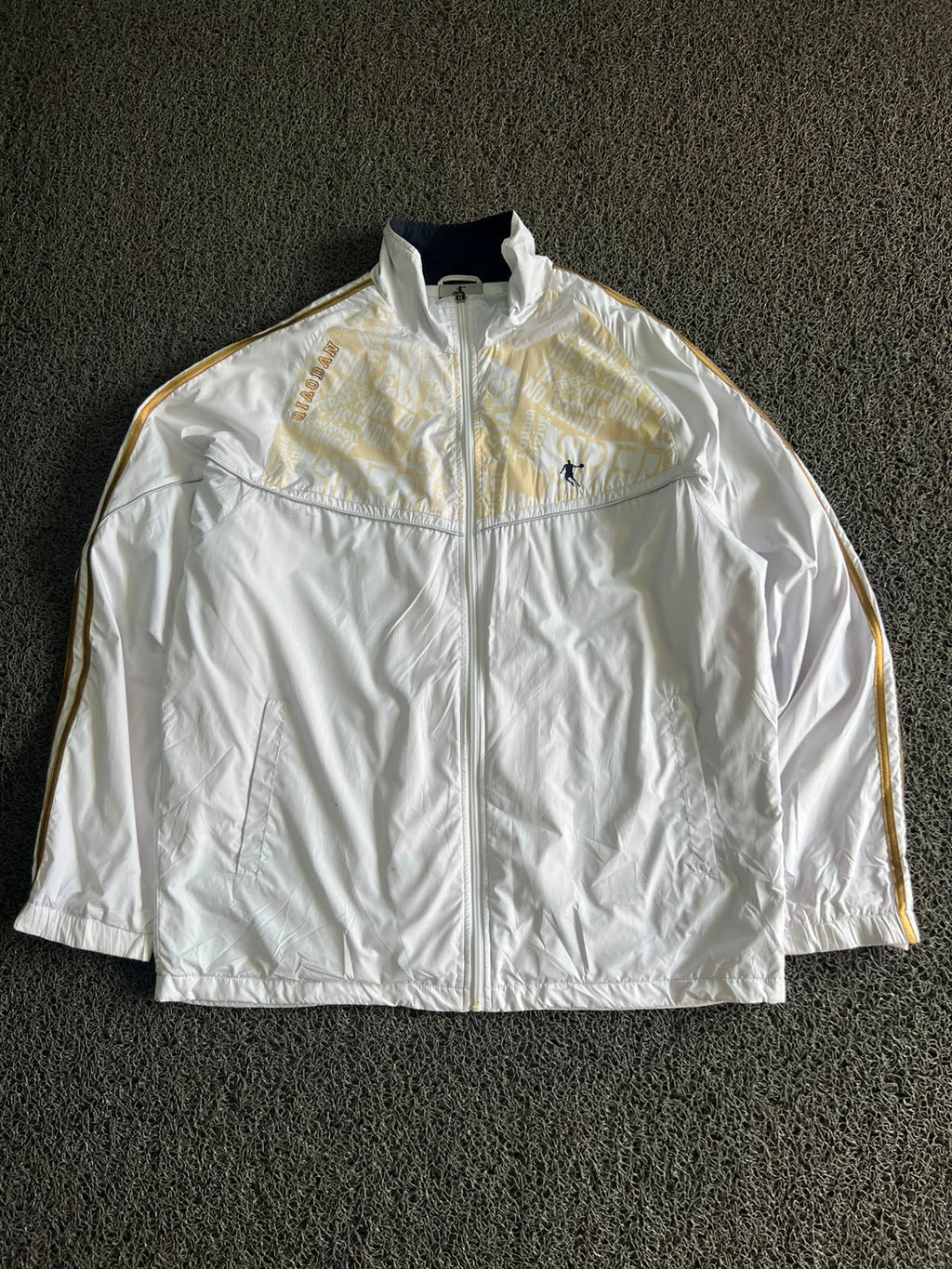 Jordan White & Gold Full-Zip Track Jacket | Lightweight Windbreaker