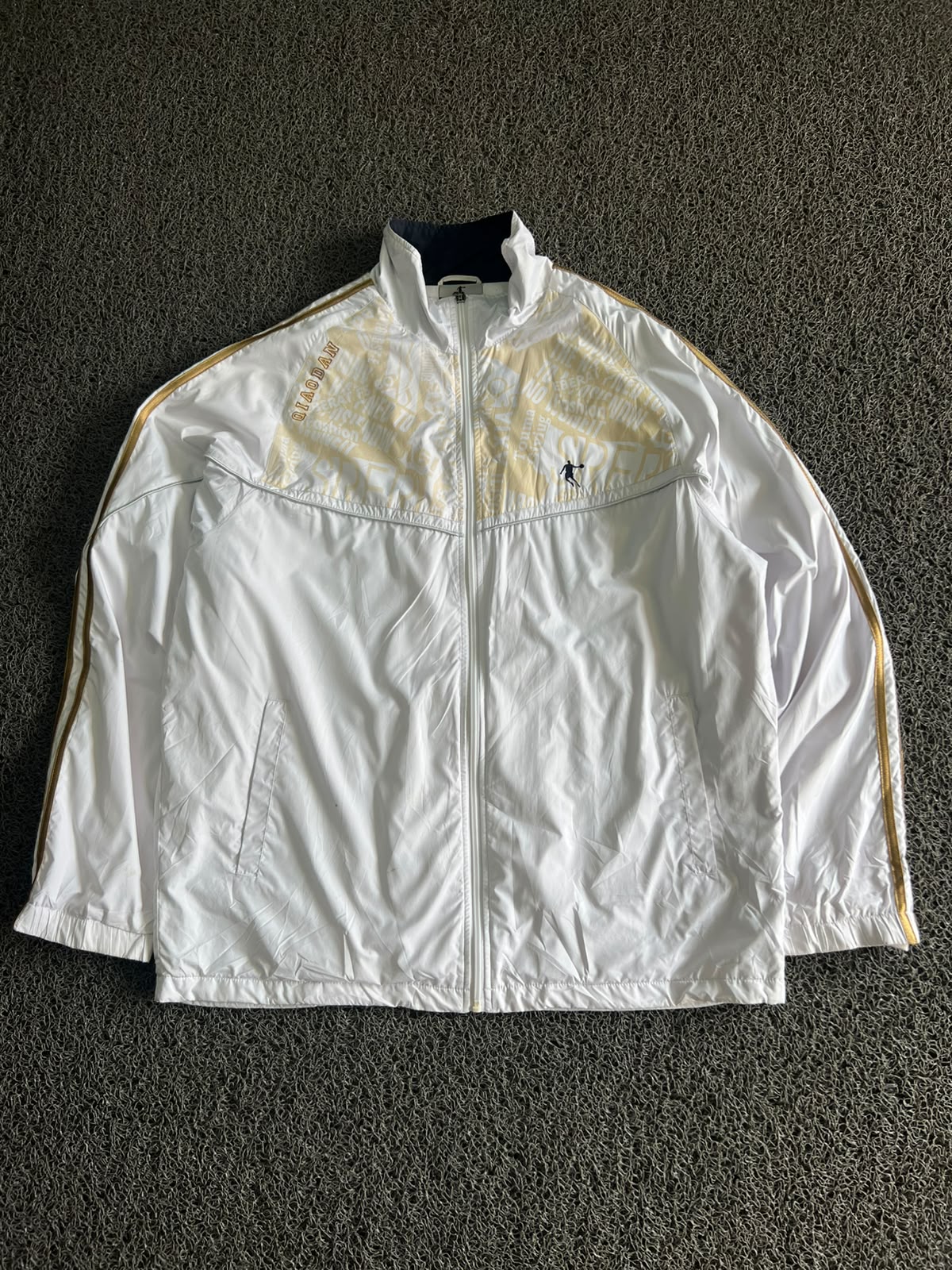 Jordan White & Gold Full-Zip Track Jacket | Lightweight Windbreaker