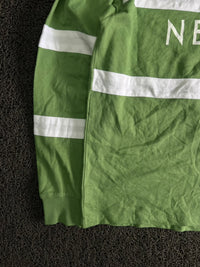 Green & White “New York” Striped Rugby-Style Polo T-Shirt