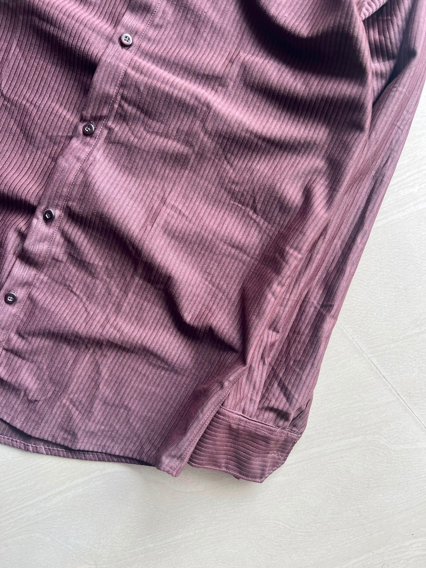 Men's Brown Ribbed Textured Full Sleeve Casual Shirt