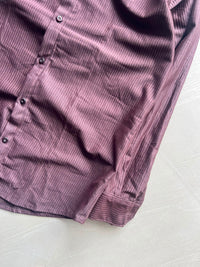 Men's Brown Ribbed Textured Full Sleeve Casual Shirt