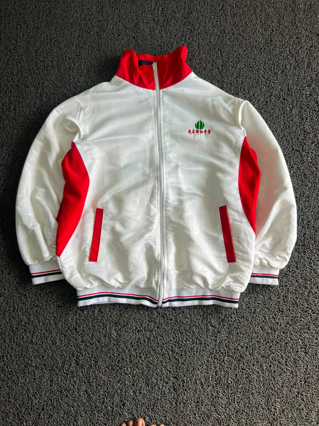 Unisex White & Red Track Jacket ⚠️ Minor Marks
