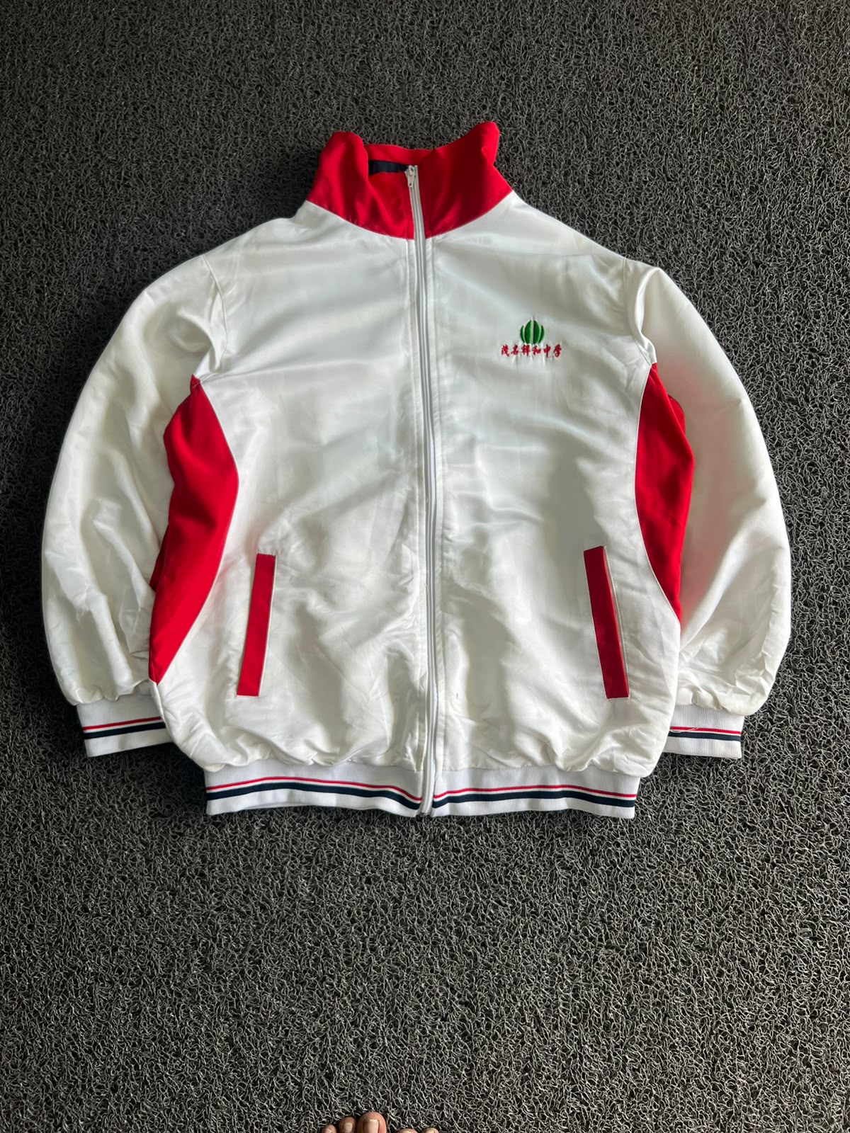 Unisex White & Red Track Jacket ⚠️ Minor Marks