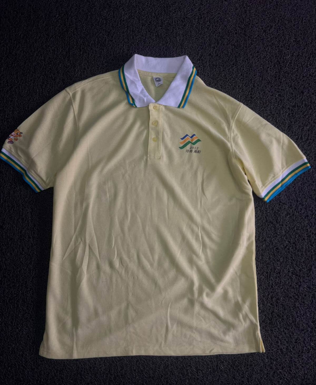 Vintage Polo T-Shirt with Striped Collar & Sleeve Detailing