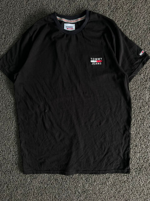 Tommy Jeans Black Logo Crew Neck T-Shirt | Men's Casual Cotton Tee