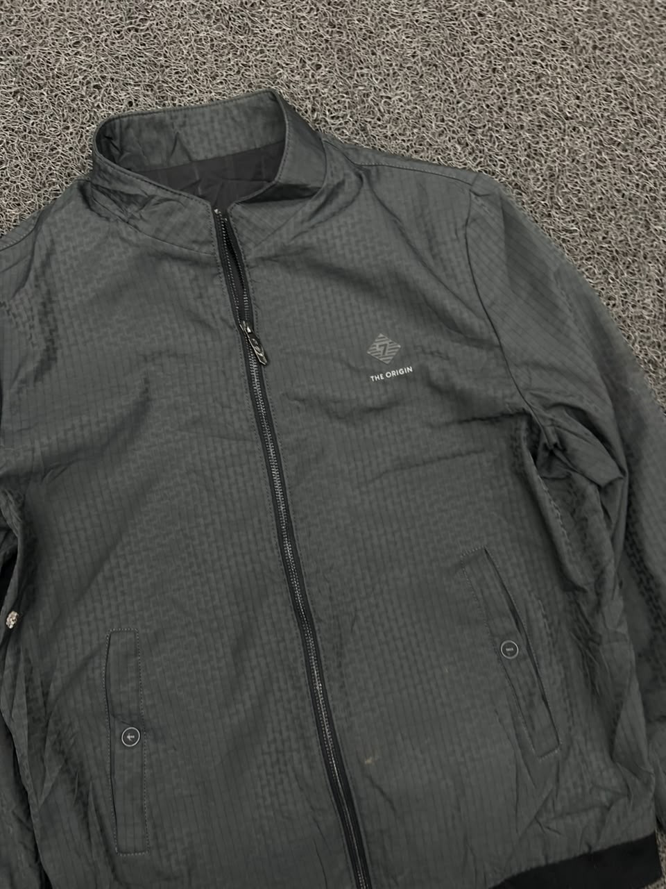 The Origin Men's Charcoal Grey Lightweight Full Zip Casual Jacket