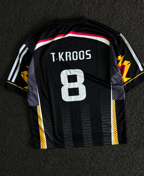 Adidas Germany 1994 Away Jersey – Toni Kroos #8 | Five Sleeve Edition | Black Retro Football Jersey