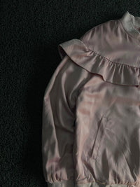 Ruffle Bomber Jacket – Lightweight Zip-Up Casual Outerwear