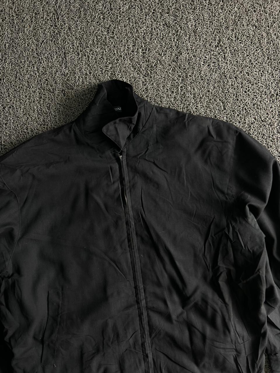 Black Minimalist Zip-Up Harrington Jacket