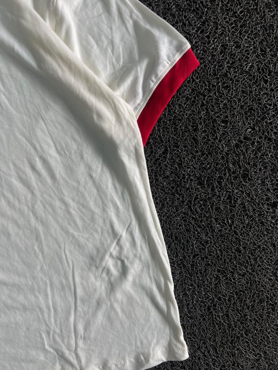 White & Red Contrast Trim Crew Neck T-Shirt