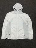 Kalenji Lightweight Hooded Running Windbreaker Jacket – White & Grey Full Zip
