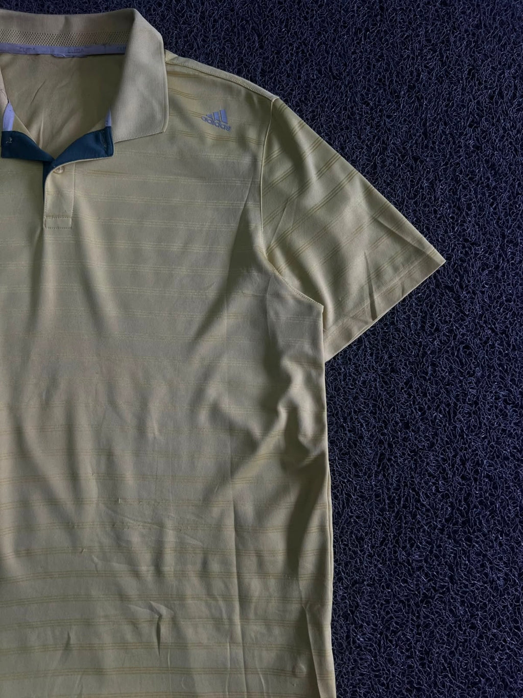 Vintage Adidas Light Sage Striped Polo Shirt – Embroidered Logo | Classic Golf Casual