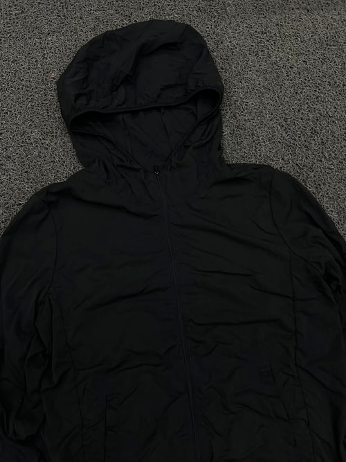 Black Lightweight Hooded Windbreaker Jacket – Full Zip Minimalist Outerwear