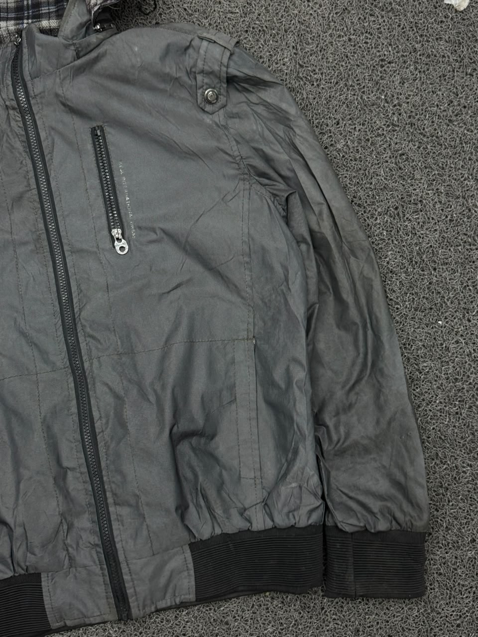Men's Charcoal Hooded Windbreaker Jacket – Lightweight Full Zip Casual Outerwear