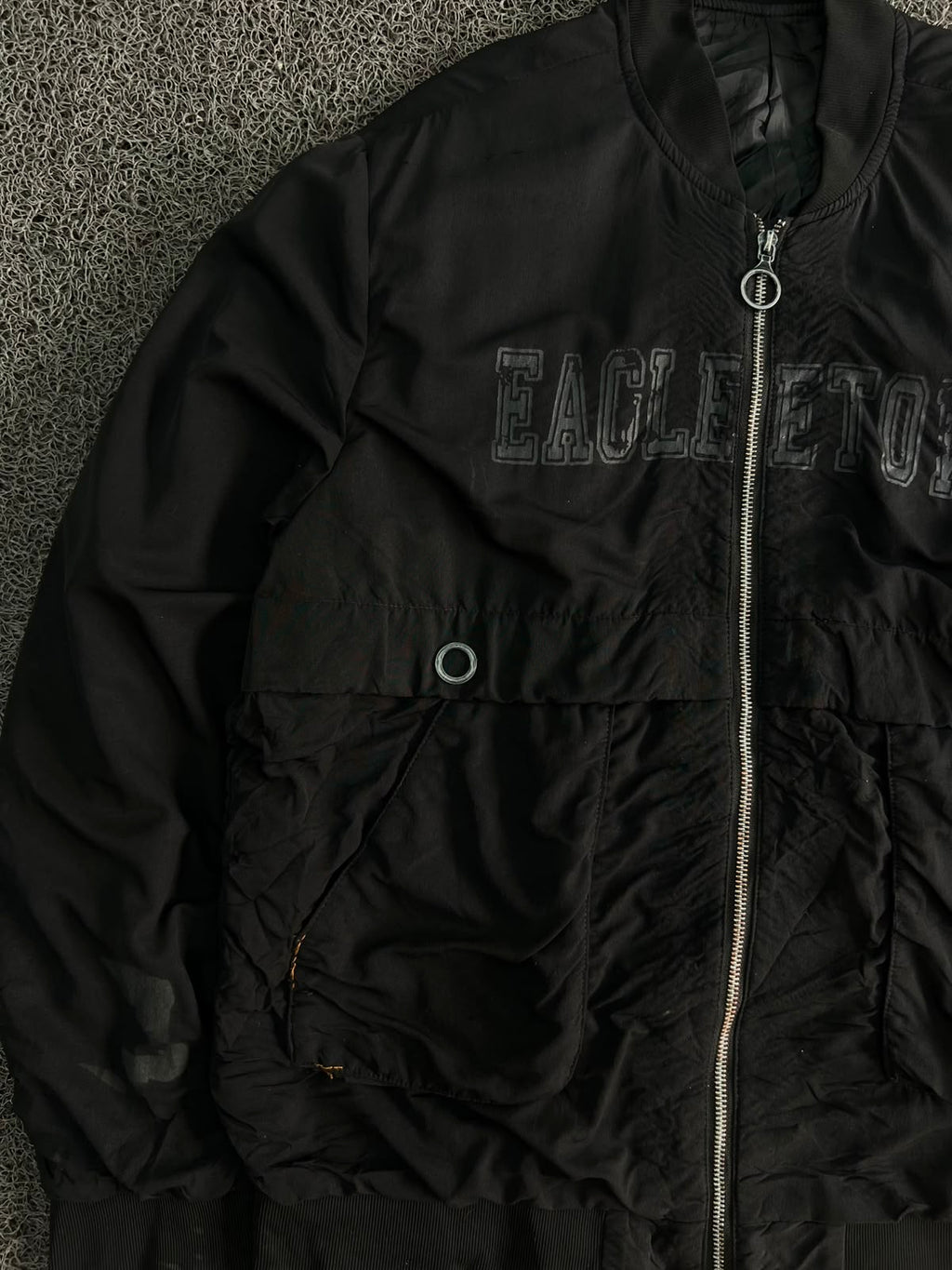 Eagletown Utility Bomber Jacket – Black Zip-Up Multi-Pocket Streetwear Jacket
