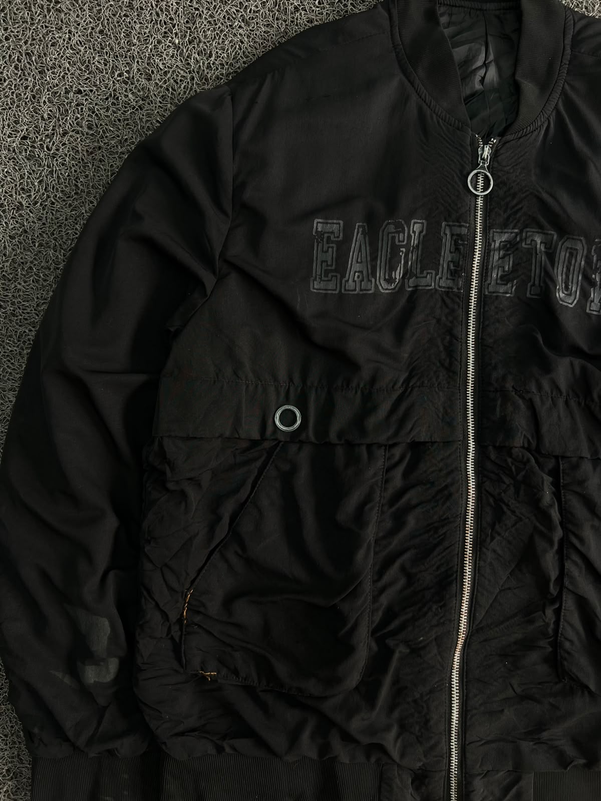 Eagletown Utility Bomber Jacket – Black Zip-Up Multi-Pocket Streetwear Jacket