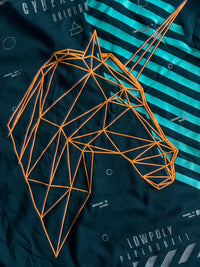 Dark Teal “Cyber Space” Geometric Horse Graphic T-Shirt