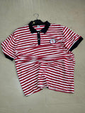 Vintage Red & White Striped Polo T-Shirt