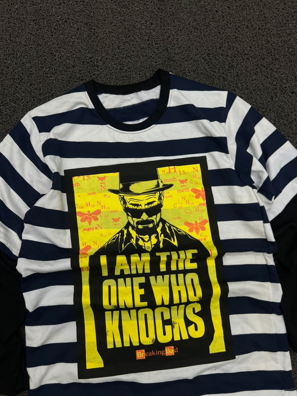 Breaking Bad "I Am The One Who Knocks" Striped Layered Long Sleeve Graphic T-Shirt
