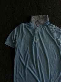 Vintage Micro-Check Polo T-Shirt with Contrast Layered Collar