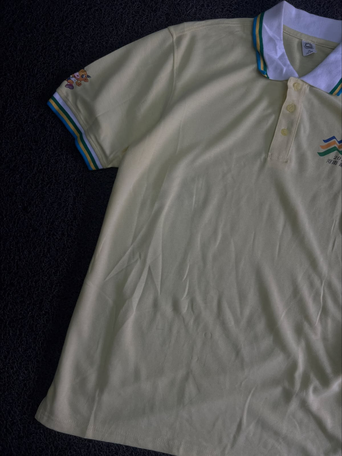 Vintage Polo T-Shirt with Striped Collar & Sleeve Detailing