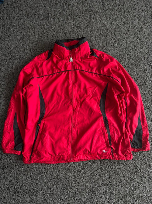 Vintage Red & Black Full-Zip Windbreaker Jacket
