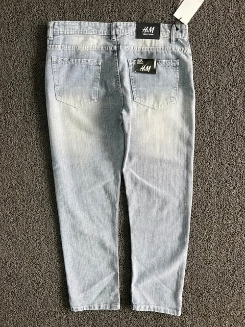 H&M Men’s Light Wash Whisker-Detail Relaxed Fit Jeans