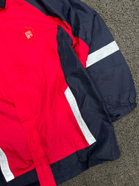 Red & Navy Blue Reflective Windbreaker Jacket ⚠️ No Zip