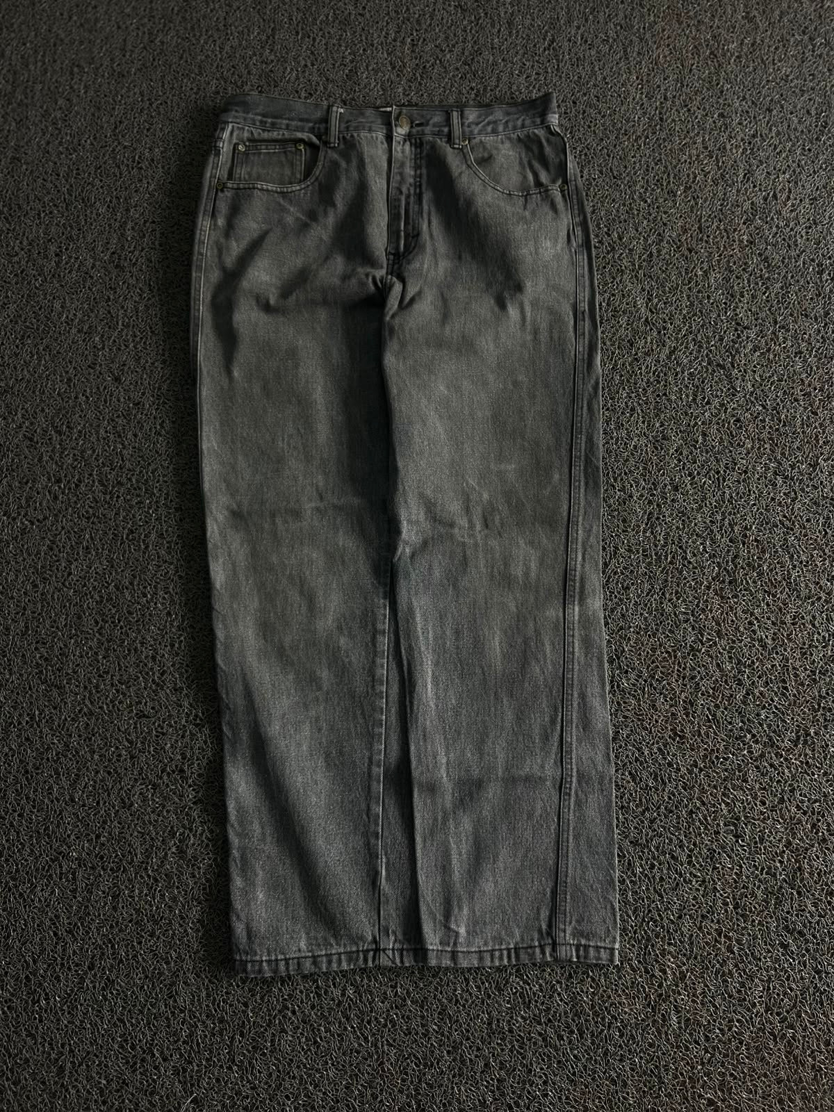 Vintage Washed Black Wide Leg Denim Jeans